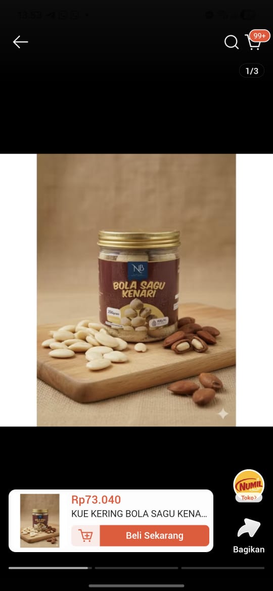 Produk Kue kering bola sagu Kenari premium NUMIL by Nunu Bakery 300g Renyah Lumer